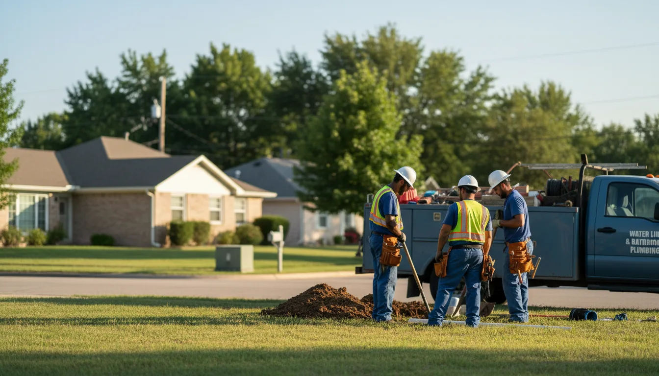 Residential water line and bathroom plumbing service in Macomb, OK